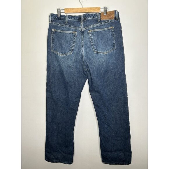 Eddie Bauer Jeans Men Blue Dark Wash Cotton Blend Fleece Lined Straight 36x30 - Picture 4 of 11